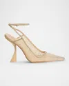 Cult Gaia Diya Pointed Crystal Ankle-strap Sandals In Sand Dollar