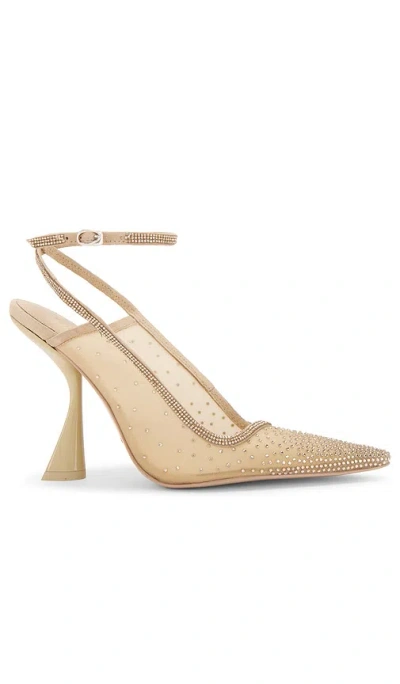 Cult Gaia Diya Suede-trimmed Crystal-embellished Tulle Pumps In Neutrals