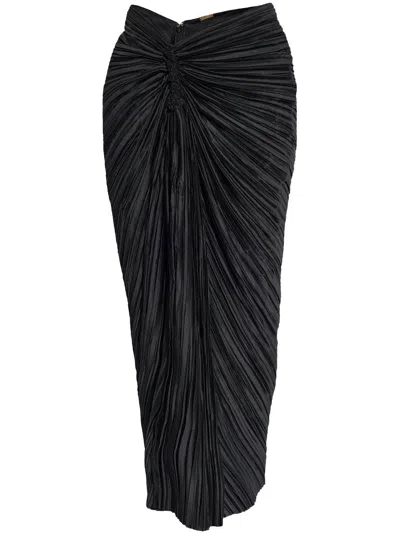 Cult Gaia Draped-detailed Midi Skirt In Black