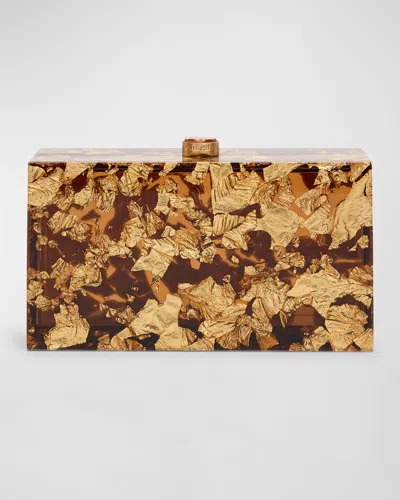 Cult Gaia Ela Golden Clear Clutch Bag In Shiny Brass