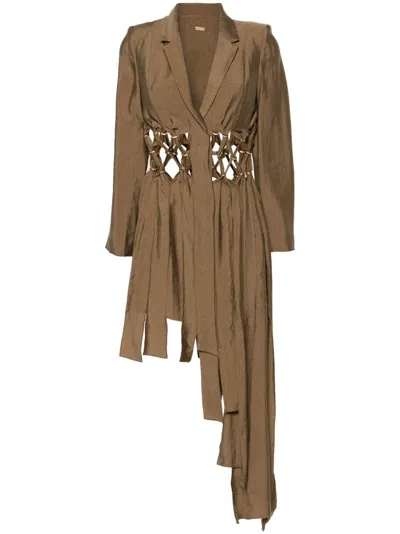 Cult Gaia Elena Cut-out Asymmetric Dress In Brown