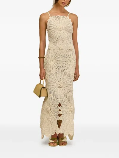 Cult Gaia Elif Crochet Floral Maxi Dress In Brown