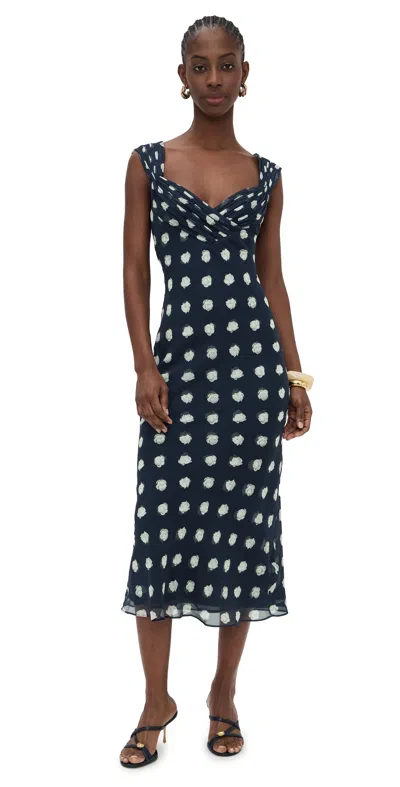 Cult Gaia Eliseo Silk Dress Small Dot Deep Lake In Blue