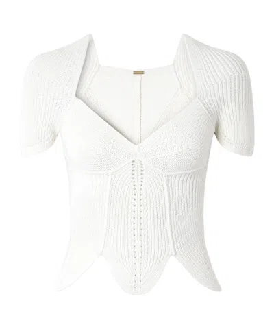 Cult Gaia Eliza Crocheted Cotton Top In White