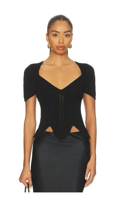 Cult Gaia Eliza Puff-sleeve Top In Black