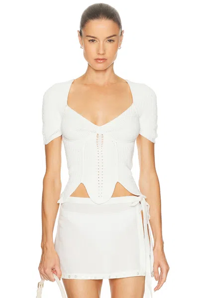 Cult Gaia Eliza Crocheted Cotton Top In White
