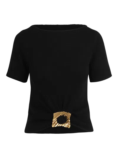 Cult Gaia Ellen Wool And Cashmere T-shirt In Black