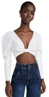 Cult Gaia Ellie Cinched Crop Top In Off White