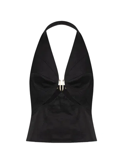 Cult Gaia Elorae Halterneck Top In Black