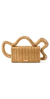Cult Gaia Elsa Rattan Clutch In Natural