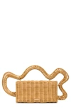 Cult Gaia Elsa Rattan Clutch In Natural