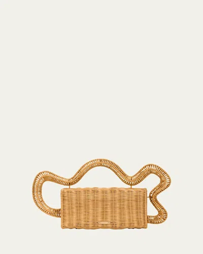 CULT GAIA ELSA WAVY RATTAN CLUTCH BAG