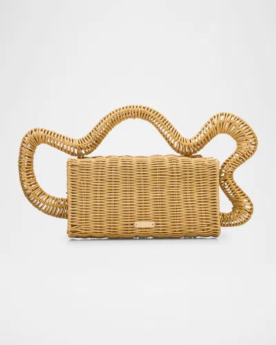 Cult Gaia Elsa Wavy Rattan Clutch Bag In Natural