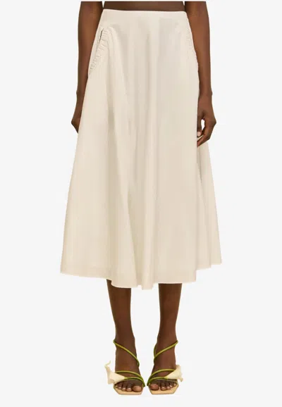 Cult Gaia Ely A-line Poplin Midi Skirt In White