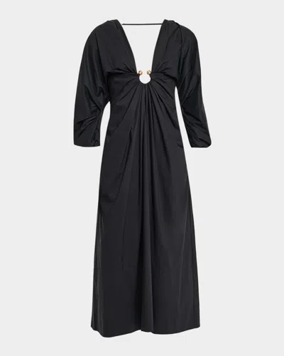 CULT GAIA ELYZA EMBELLISHED POPLIN MIDI DRESS