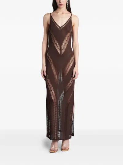 Cult Gaia Elza Pointelle-knit Side-slit Maxi Dress In Multi