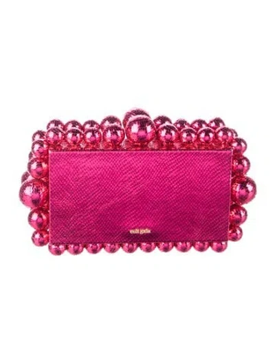 Pre-owned Cult Gaia Embossed Leather Clutch In Pink