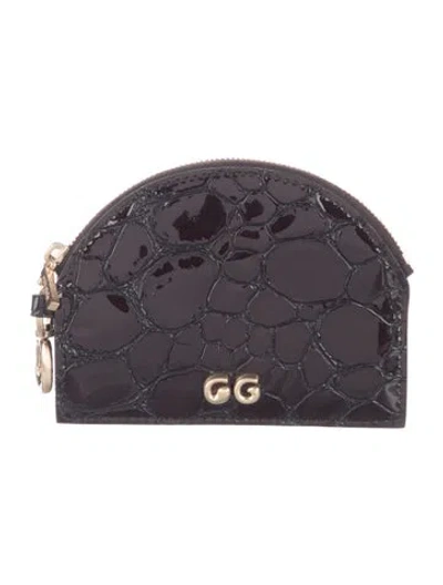 Pre-owned Cult Gaia Embossed Leather Coin Pouch In Brown