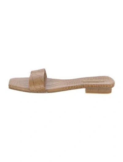 Pre-owned Cult Gaia Embossed Leather Slides In Neutral