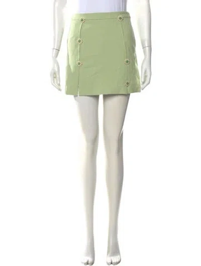 Pre-owned Cult Gaia Embroidered Accent Mini Skirt In Green