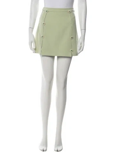Pre-owned Cult Gaia Embroidered Accent Mini Skirt In Green
