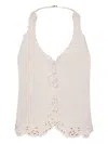 Cult Gaia Embroidered Button-front Top In Neutral