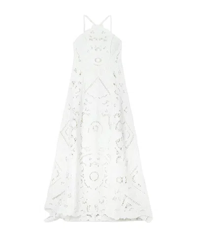 Cult Gaia Embroidered Cut-out Linen Maxi Dress In White