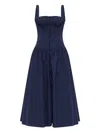 Cult Gaia Emmett Buttoned Gathered Midi Dress In Blue