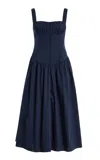 Cult Gaia Emmett Buttoned Gathered Midi Dress In Blue