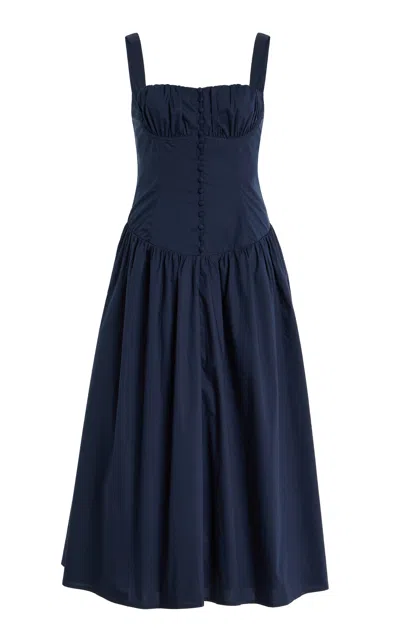 Cult Gaia Emmett Corset Poplin Midi Dress In Blue
