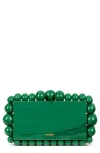 Cult Gaia Eos Beaded Acrylic Box Clutch In Deep Basil