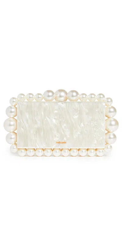 Cult Gaia Eos Box Clutch Ivory In Silver