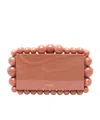 Cult Gaia Eos Beaded Acrylic Clutch Bag In Brown