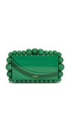 Cult Gaia Eos Beaded Acrylic Box Clutch In Deep Basil