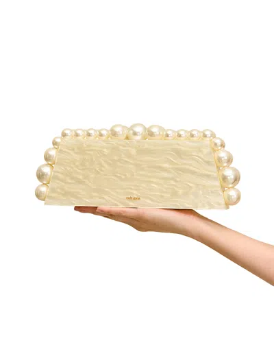 Cult Gaia Eos Lungo Beaded Trim Clutch In Pink