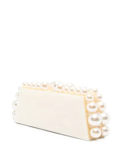 Cult Gaia Eos Lungo Faux-pearl Marbled Clutch Bag In Neutral