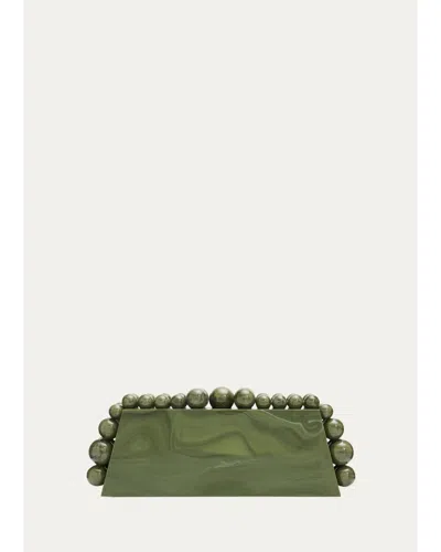 Cult Gaia Eos Lungo Marbled Acrylic Clutch Bag In Green