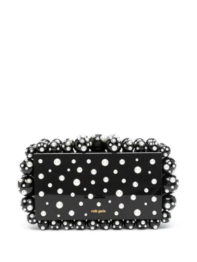Cult Gaia Eos Pearl-embellished Clutch Bag In Black