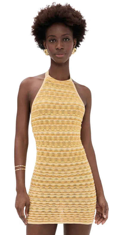 Cult Gaia Erina Pointelle-knit Halterneck Mini Dress In Animal Print