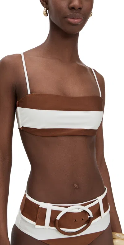 Cult Gaia Estrella Bikini Top Large Saddle Stripe In Multi