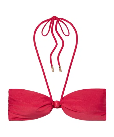 Cult Gaia Euphrasia Embellished Halterneck Bikini Top In Red
