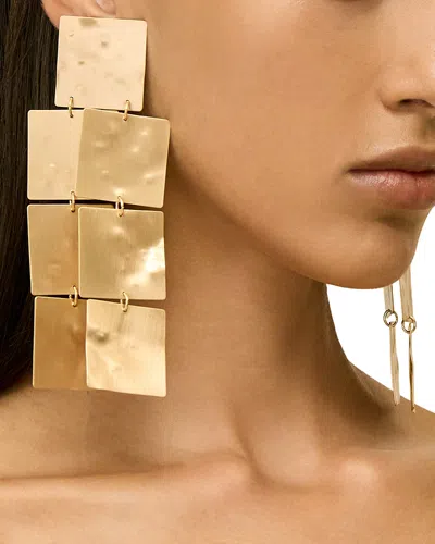 Cult Gaia Evelis Hammered Square Clip On Statement Earrings In Gold