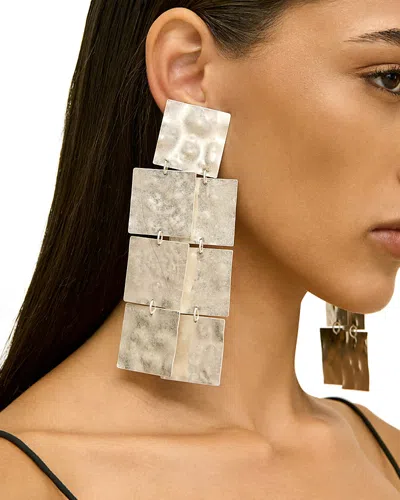 Cult Gaia Evelis Hammered Square Clip On Statement Earrings In Silver