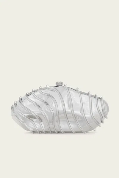 Cult Gaia Ezara Clutch In Shiny Silver In Metallic