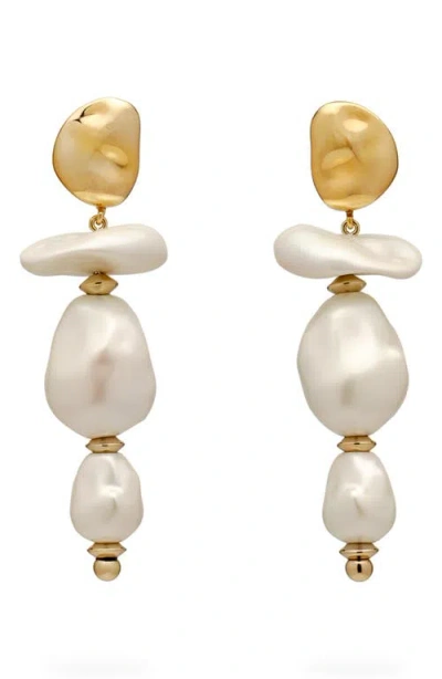 Cult Gaia Fabbie Faux Pearl Linear Drop Earrings In Gold