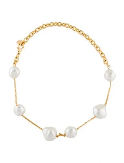 Pre-owned Cult Gaia Faux Pearl Andie Choker Necklace, 17.25" In Multi