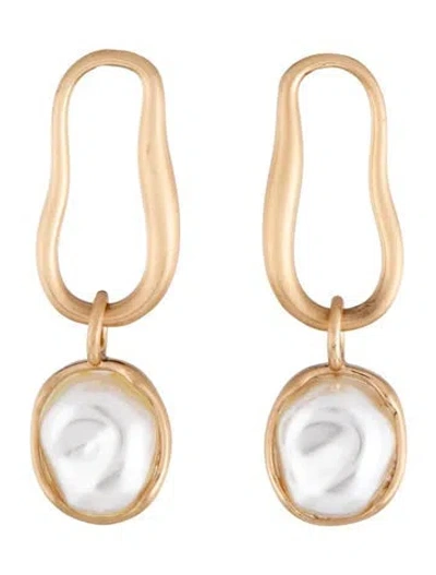 Pre-owned Cult Gaia Faux Pearl Vera Drop Earrings In White