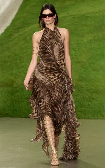 Cult Gaia Faye Silk Maxi Dress In Animal Print