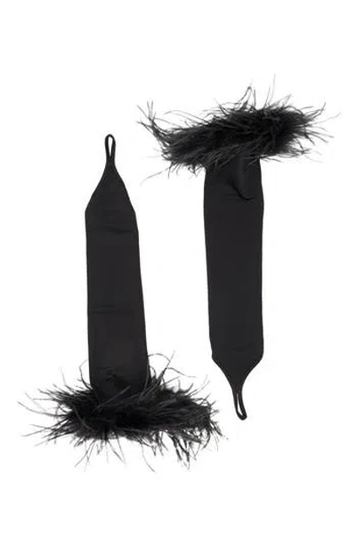 Cult Gaia Feather Trim Longline Middle Finger Gloves
