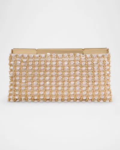Cult Gaia Felice Chained Embellished Shoulder Bag In Beige
